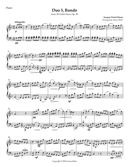 Mazas Duo 5, Rondo for piano (from 18 Violin Duos, Op. 38) image number null