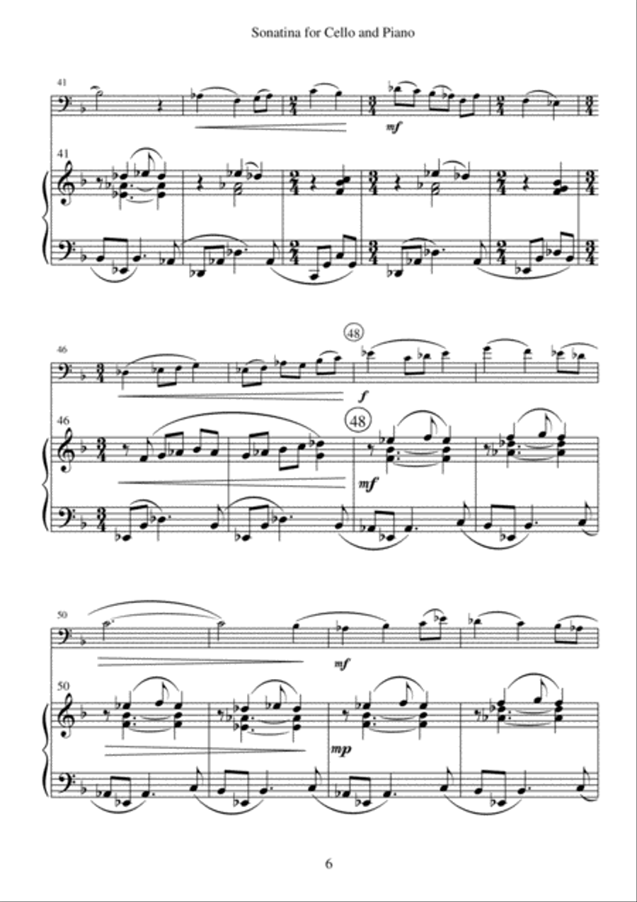 Sonatina for Cello and Piano Piano scores gallery preview page 6