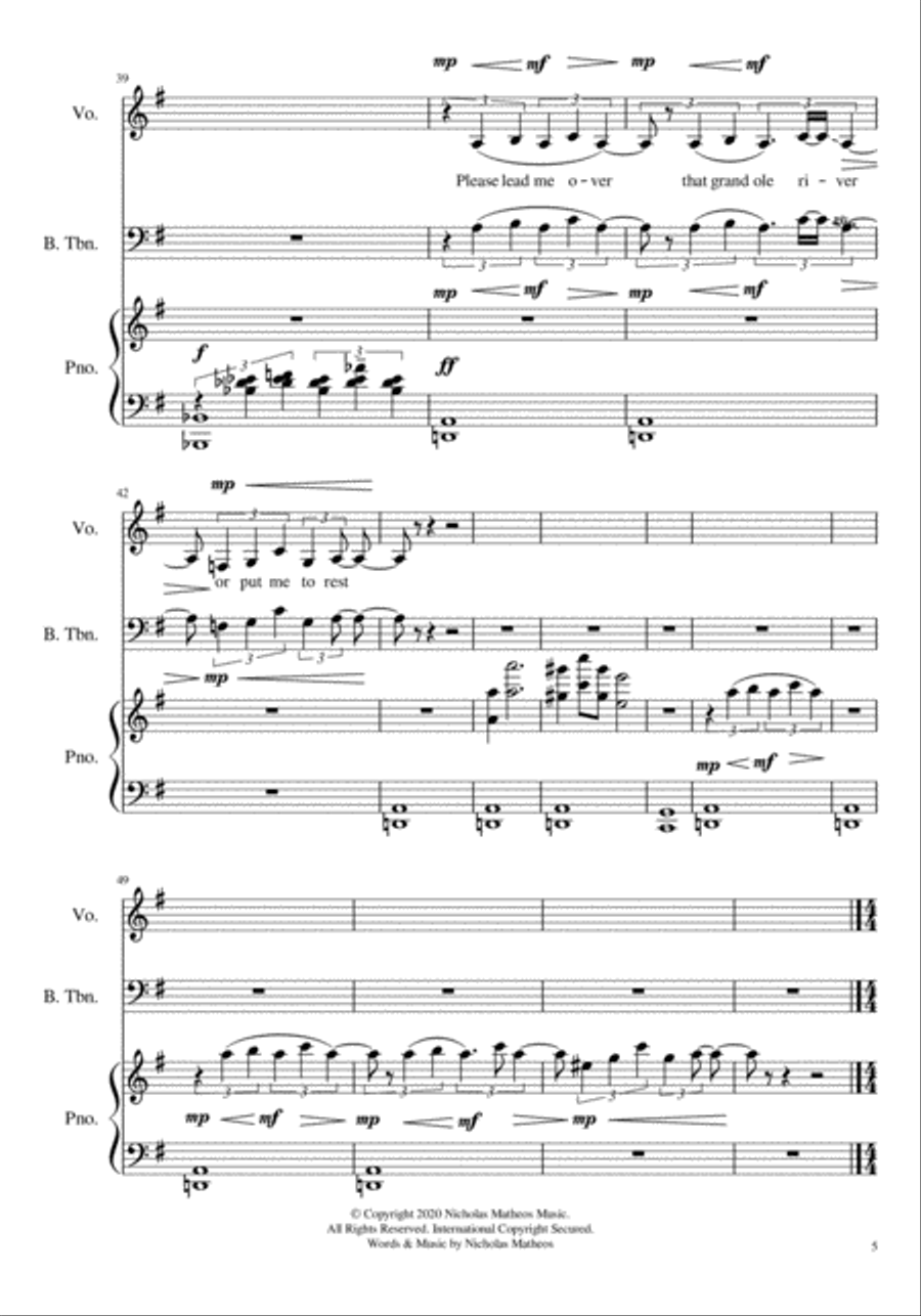 Imaginary Adventure and Spiritual for Bass Trombone and Piano Small Ensemble scores gallery preview page 6
