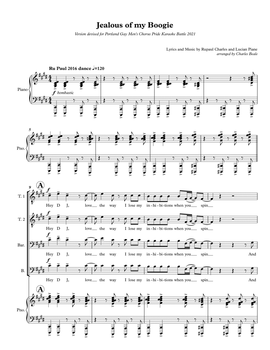 Jealous Of My Boogie TTBB scores gallery preview page 1