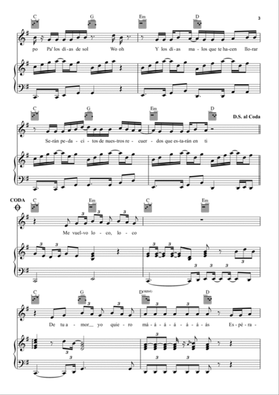 Espérame Piano, Vocal, Guitar scores gallery preview page 3