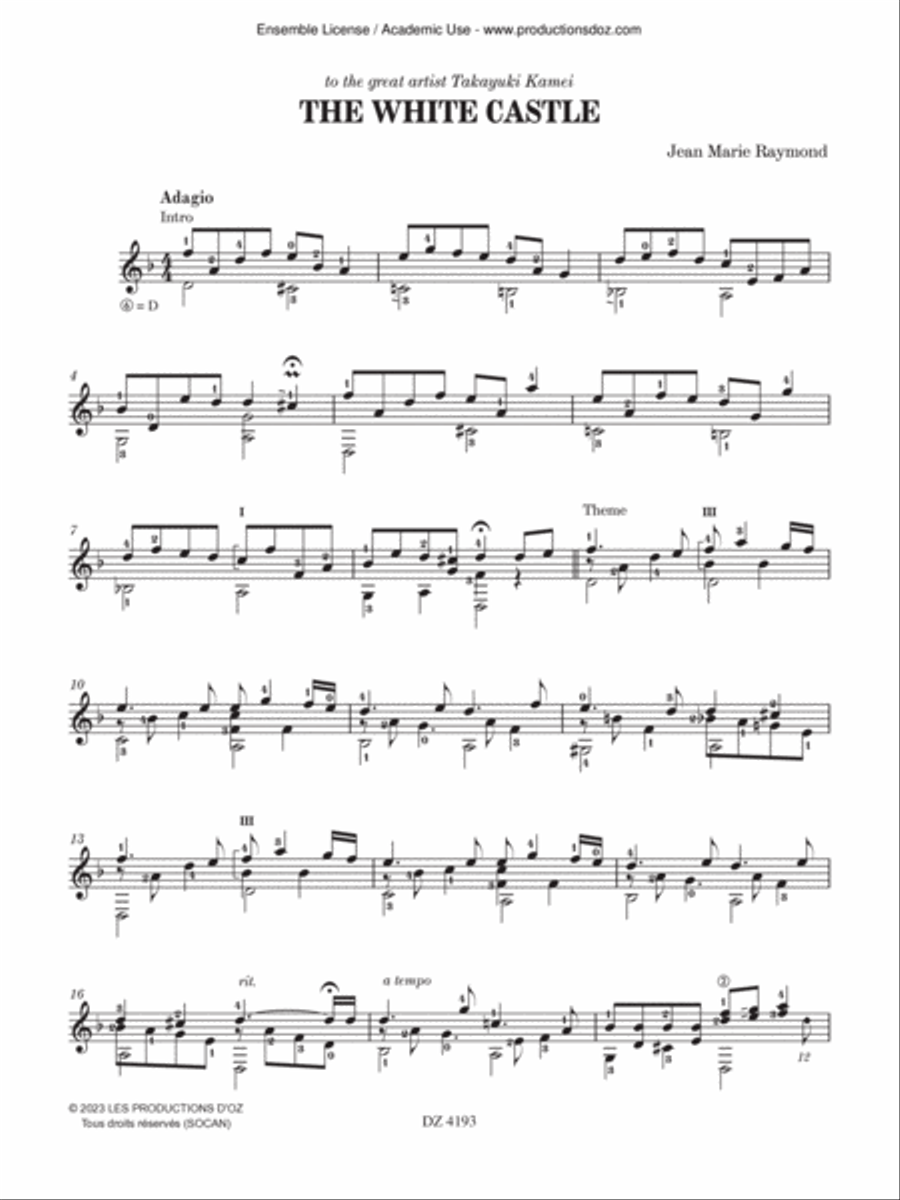 The White Castle Classical Guitar scores gallery preview page 3