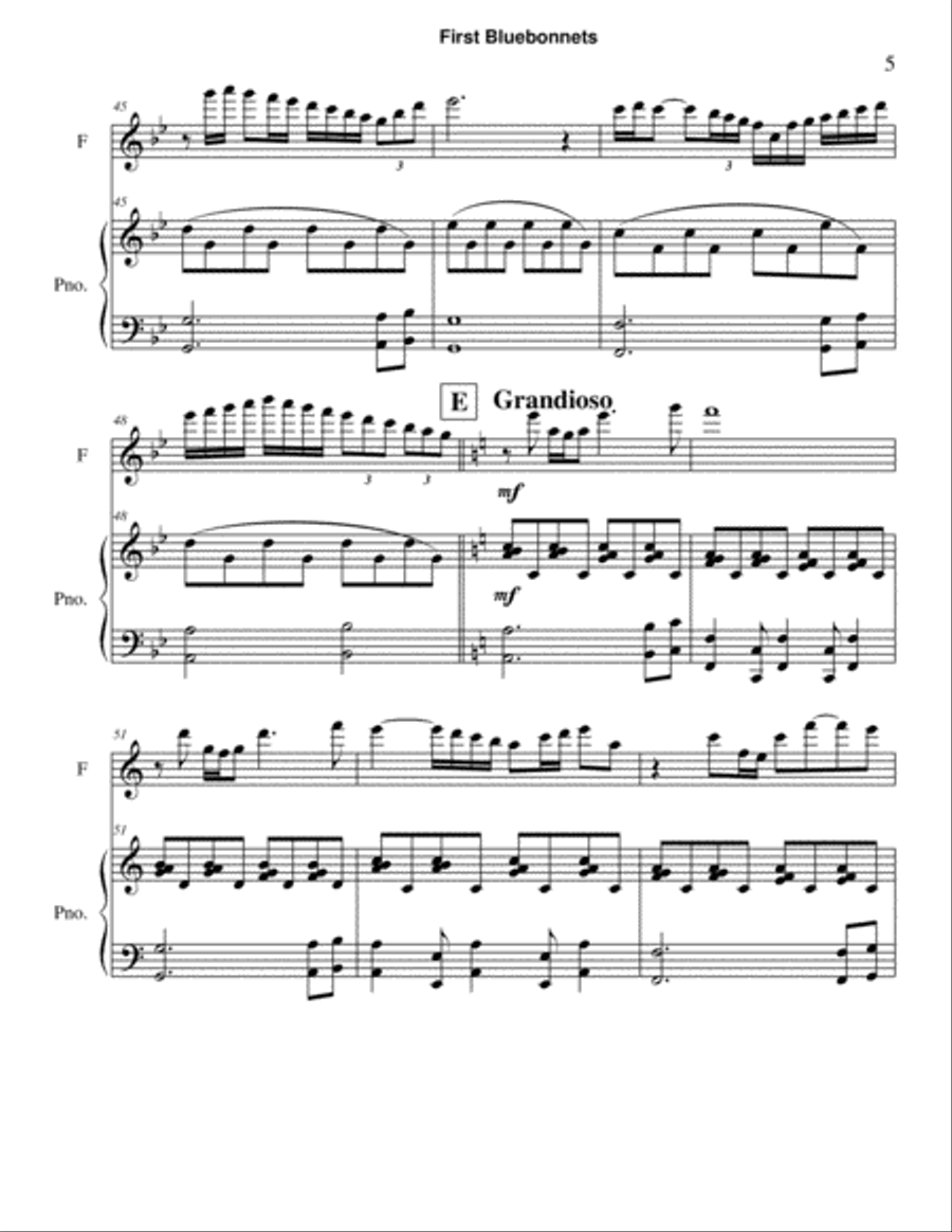 First Bluebonnets of Spring Flute Solo scores gallery preview page 5