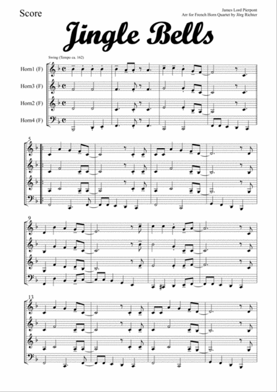 Jingle Bells for French Horn Quartet Brass Quartet scores gallery preview page 2
