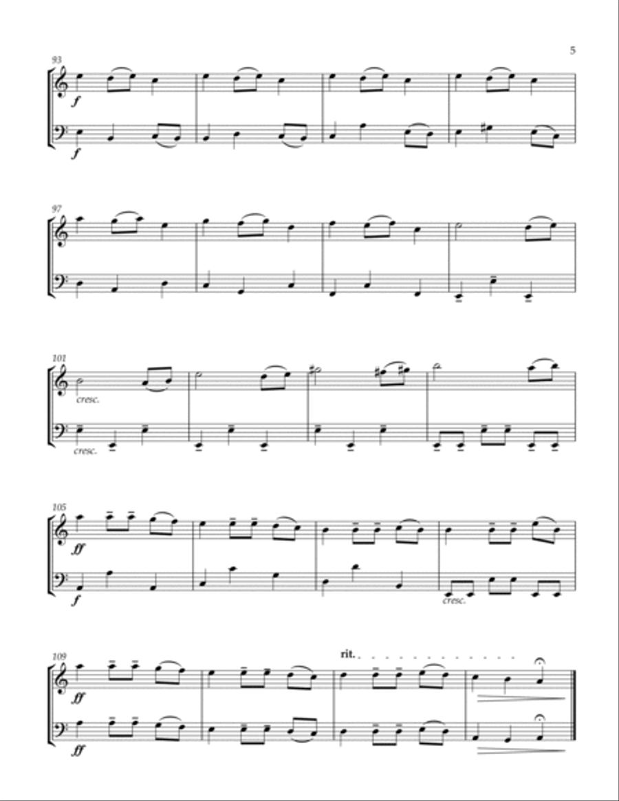 Carol of the Bells Violin and Cello String Duet scores gallery preview page 5
