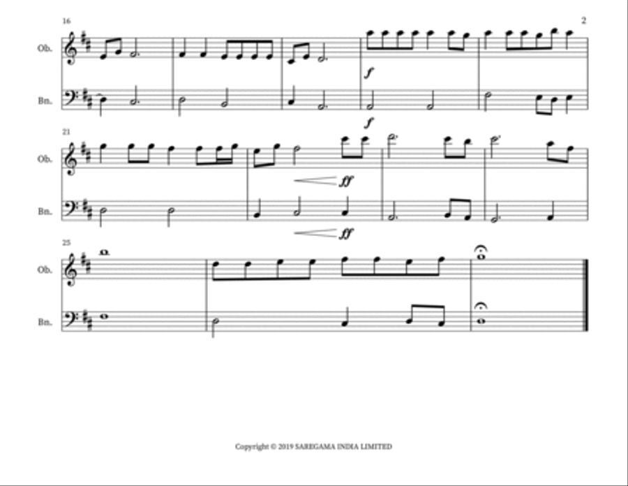 Jana Gana Mana(Hindi) Woodwind Duet scores gallery preview page 2
