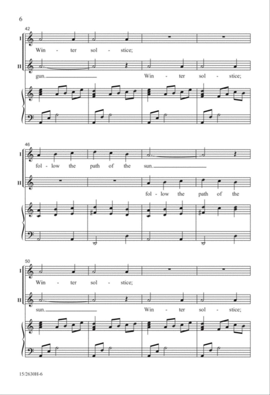 Winter Solstice Unison Choir scores gallery preview page 6