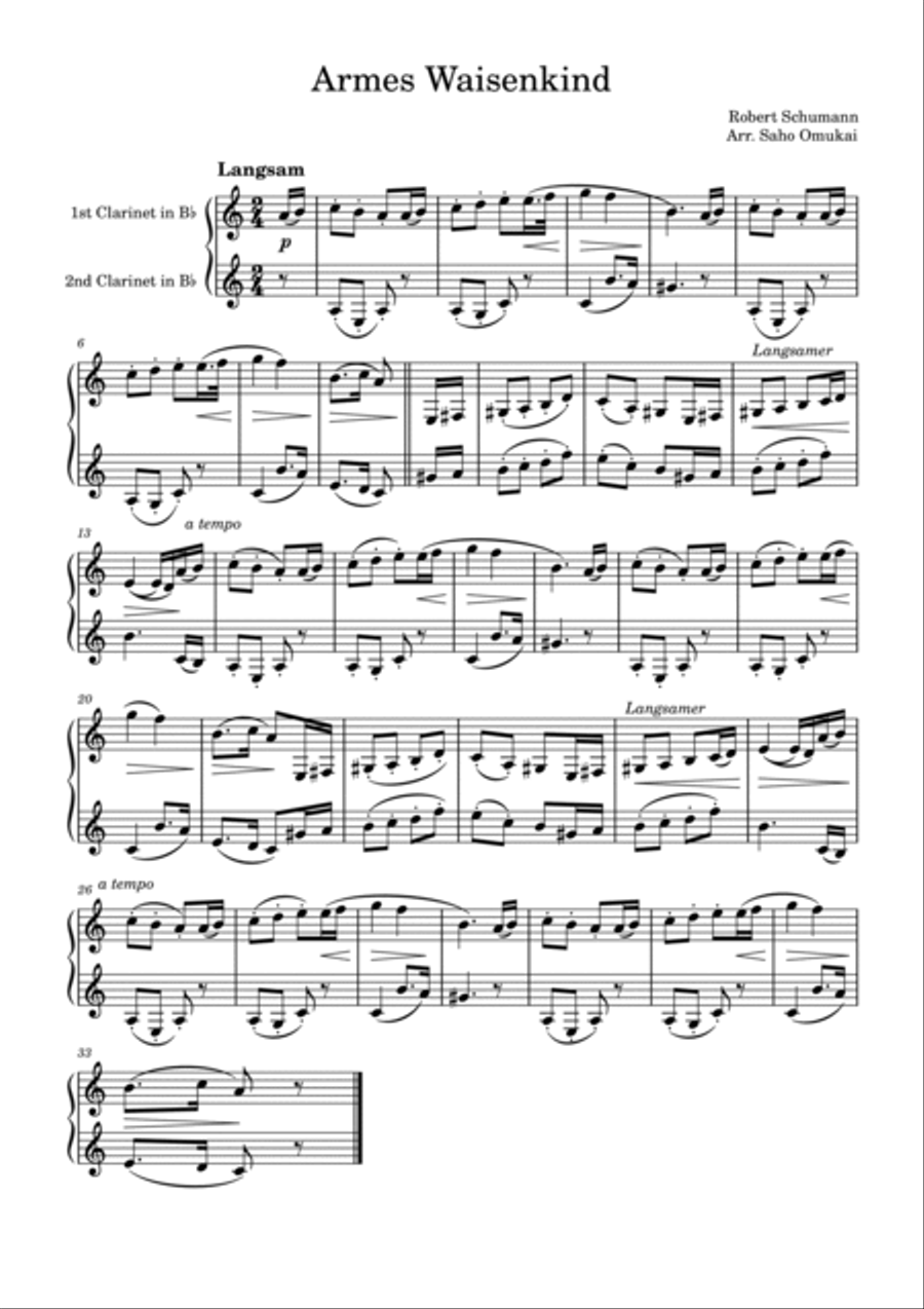 R.Schumann: 15 Stücke for two clarinets Clarinet Duet scores gallery preview page 3