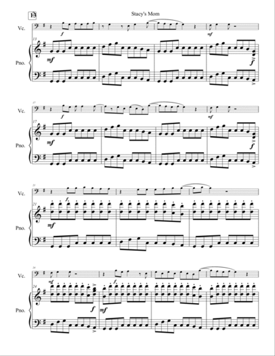 Stacy's Mom Piano scores gallery preview page 3