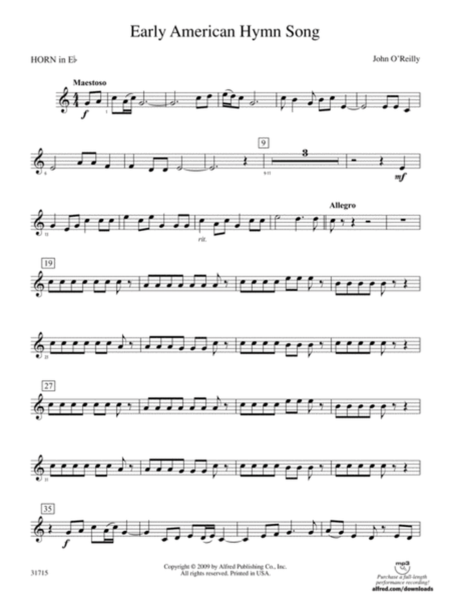 Early American Hymn Song: (wp) 1st Horn in E-flat