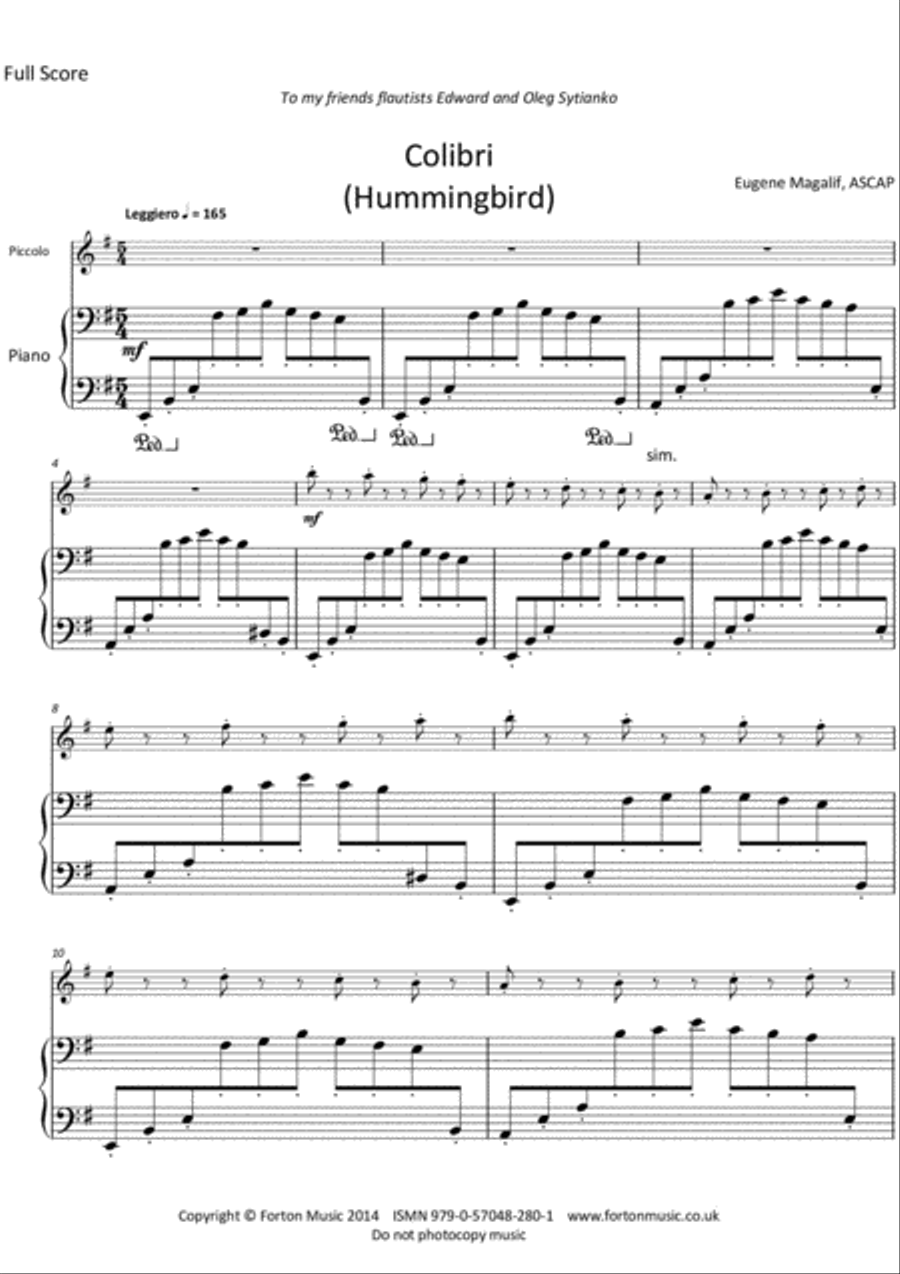 Colibri (Hummingbird) Colibri (Hummingbird) Set of Parts scores gallery preview page 2
