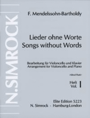 Book cover for Songs Without Words - Volume 1