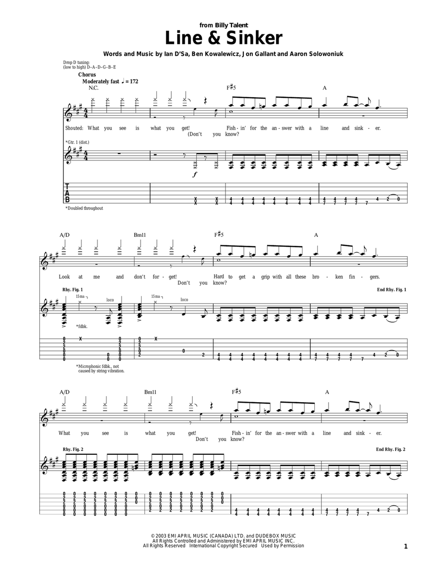 Line & Sinker Electric Guitar scores gallery preview page 1
