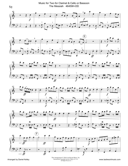 Handel's Messiah - Duet - for Clarinet & Cello or Clarinet & Bassoon - Music for Two