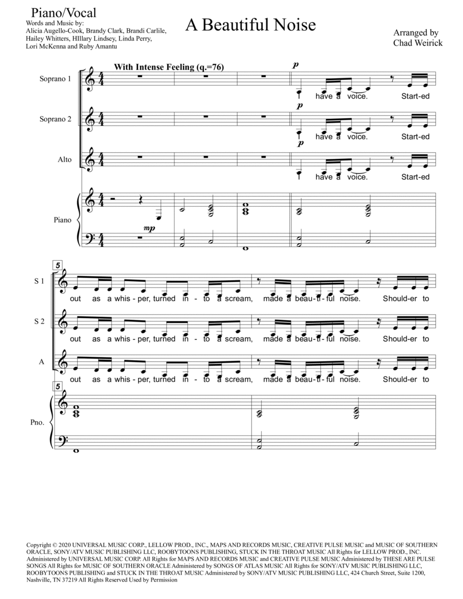 A Beautiful Noise SSA scores gallery preview page 1