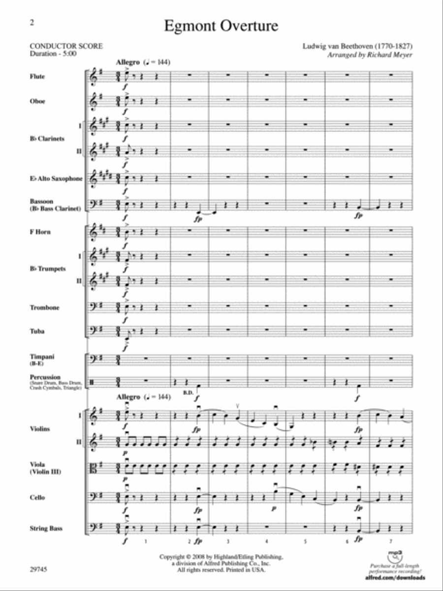 Egmont Overture Full Orchestra scores gallery preview page 2