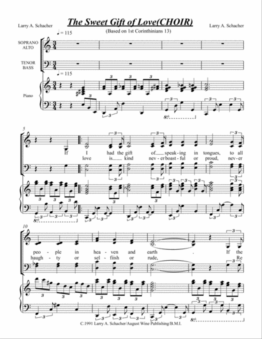 The Sweet Gift of Love (S.A.T.B.) 4-Part scores gallery preview page 1