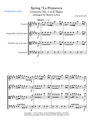 Book cover for SPRING "La Primavera", First Mov., Intermediate Level for 2 violins and cello or violin, viola and c