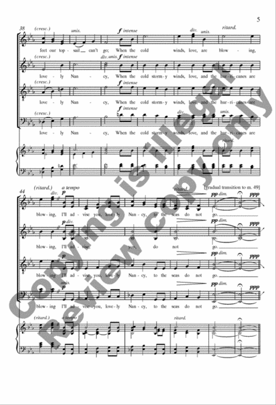 Due East: 3. Farewell Nancy Divisi scores gallery preview page 5