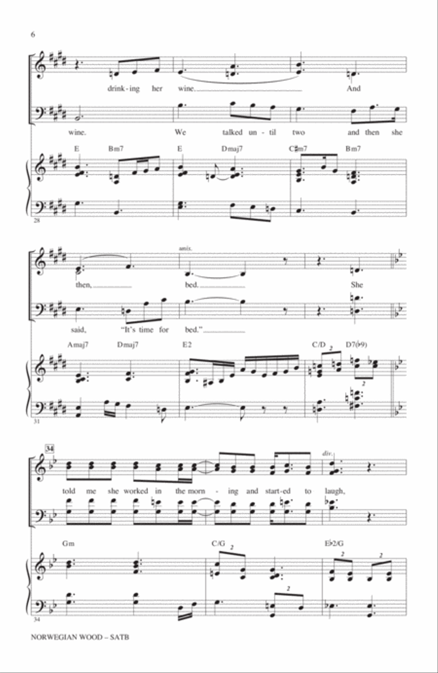 Norwegian Wood (This Bird Has Flown) 4-Part scores gallery preview page 4