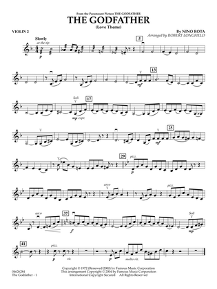 Book cover for The Godfather (Love Theme) (arr. Robert Longfield) - Violin 2