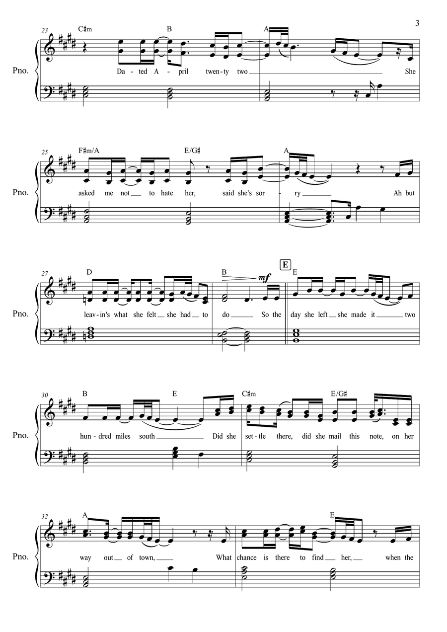 Postmarked Birmingham Piano, Vocal, Guitar scores gallery preview page 3