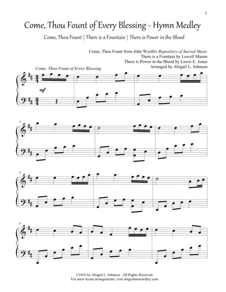 Come, Thou Fount of Every Blessing - Hymn Medley by John Wyeth Piano Solo - Digital Sheet Music