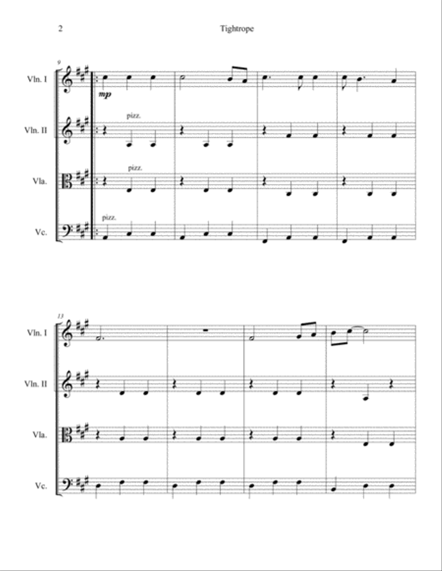 Tightrope Tightrope String Quartet scores gallery preview page 4