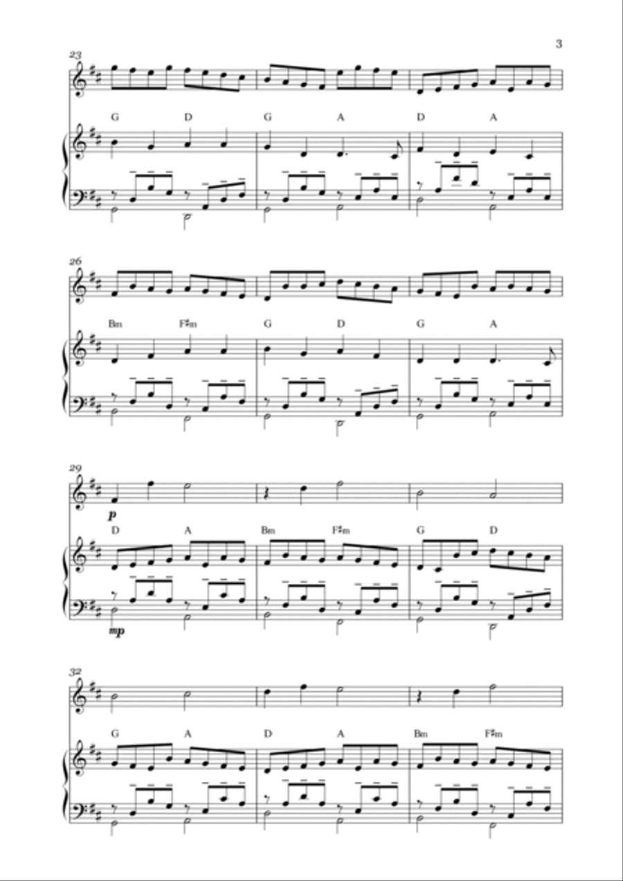 Canon in D for Violin and Guitar - Very Easy Guitar Chords String Duet scores gallery preview page 3