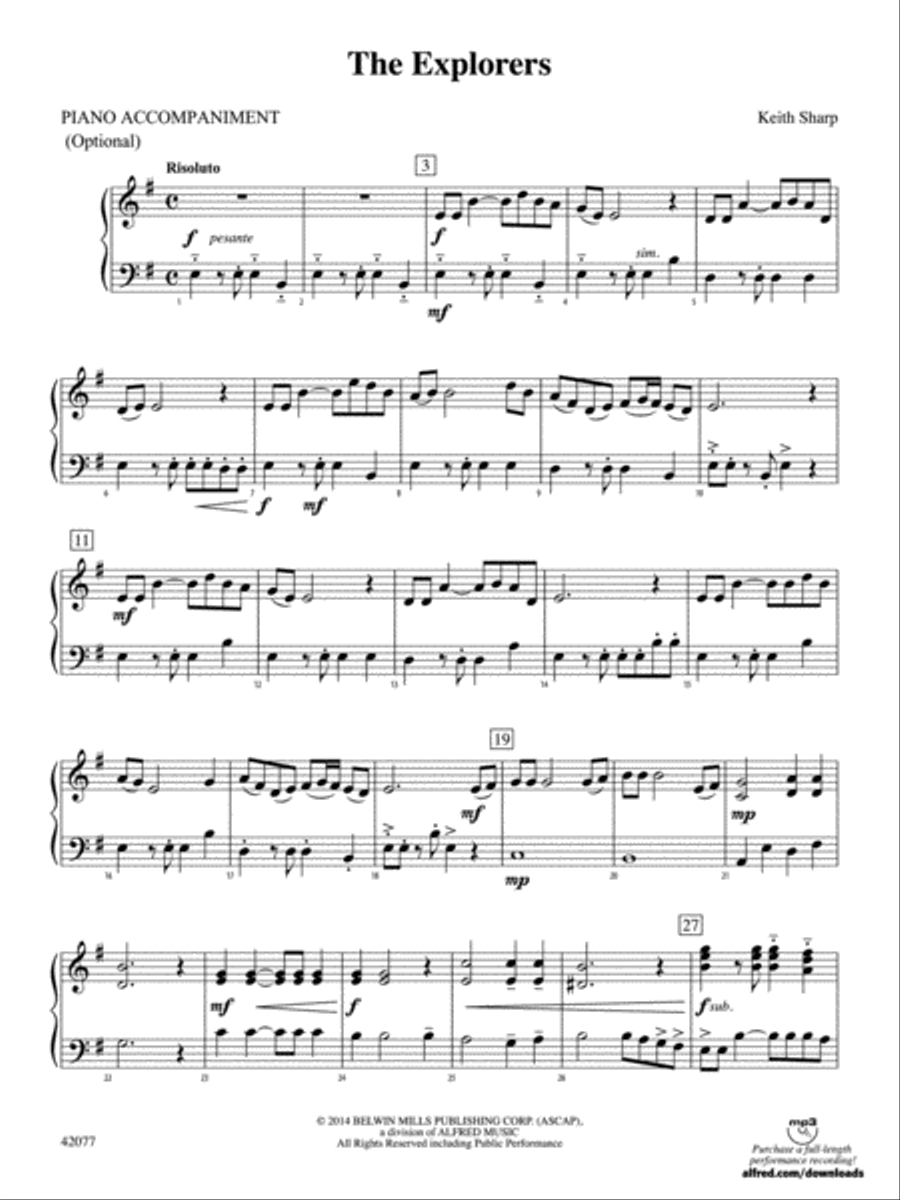 The Explorers: Piano Accompaniment Orchestra scores gallery preview page 1