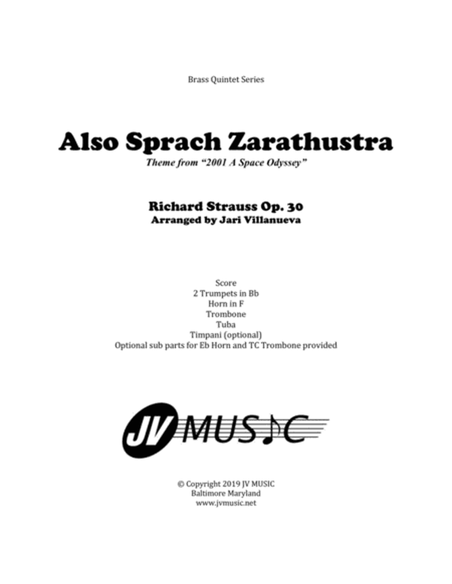Also Sprach Zarathustra for Brass Ensemble and Timpani image number null