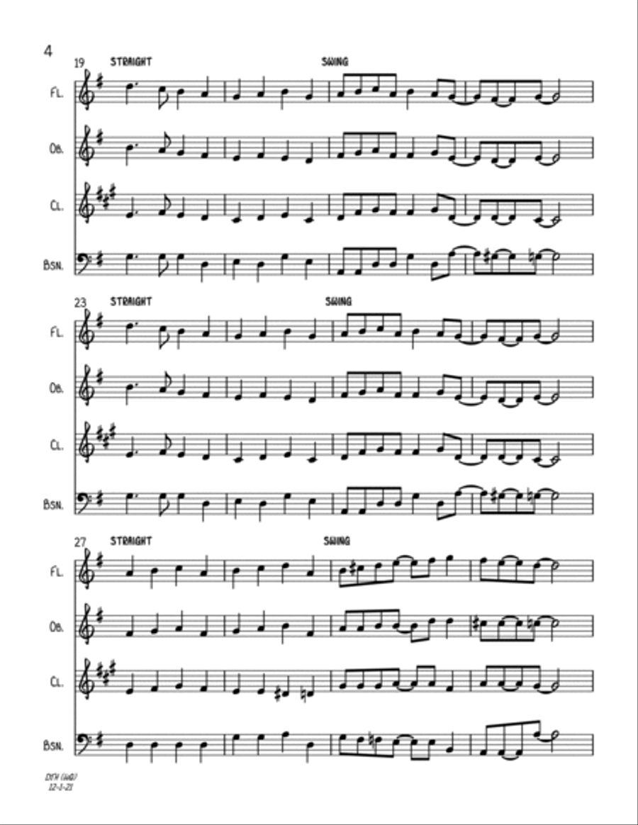 Deck The Halls (Wind Quartet) Woodwind Quartet scores gallery preview page 4