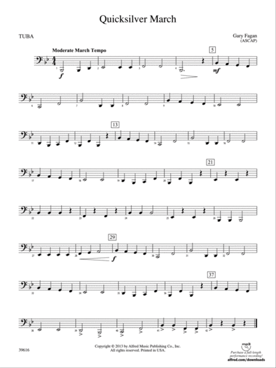 Quicksilver March: Tuba Concert Band scores gallery preview page 1