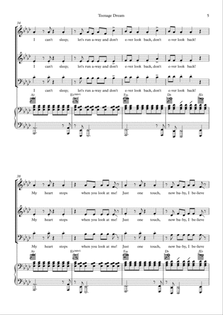 Teenage Dream 3-Part scores gallery preview page 5