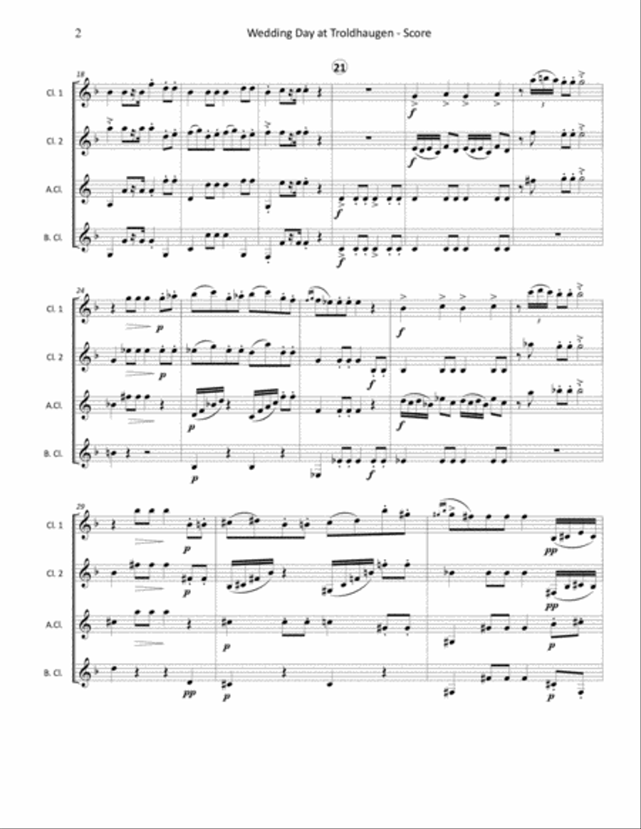 Wedding Day at Troldhaugen for Clarinet Quartet Clarinet Quartet scores gallery preview page 4