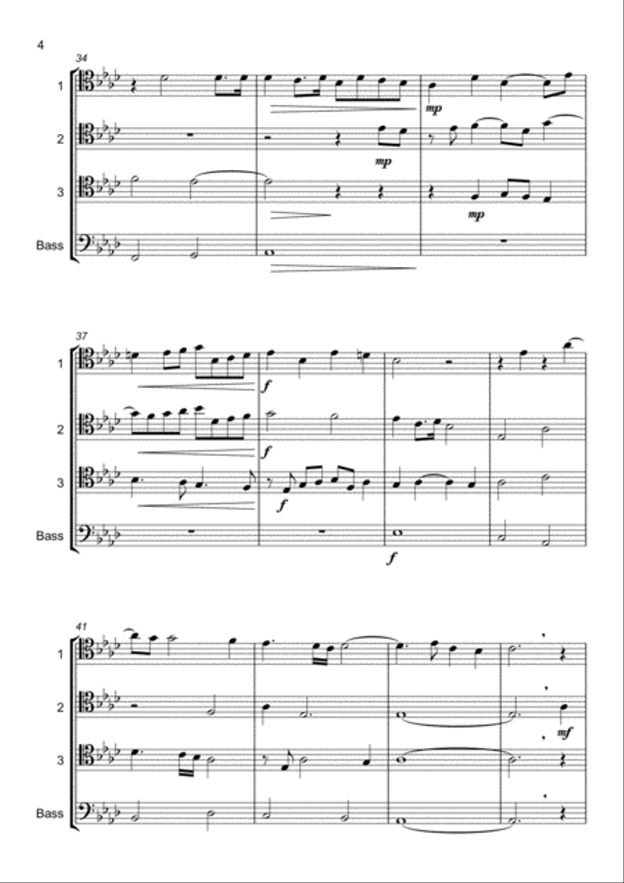 Voluntary on Old Hundredth (Trombone Quartet) Trombone Quartet scores gallery preview page 6