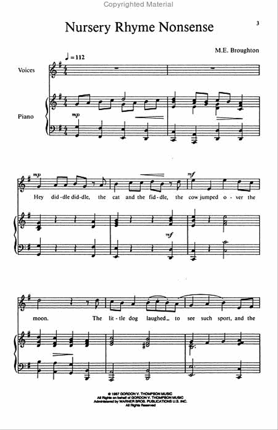 Nursery Rhyme Nonsense Unison Choir scores gallery preview page 2