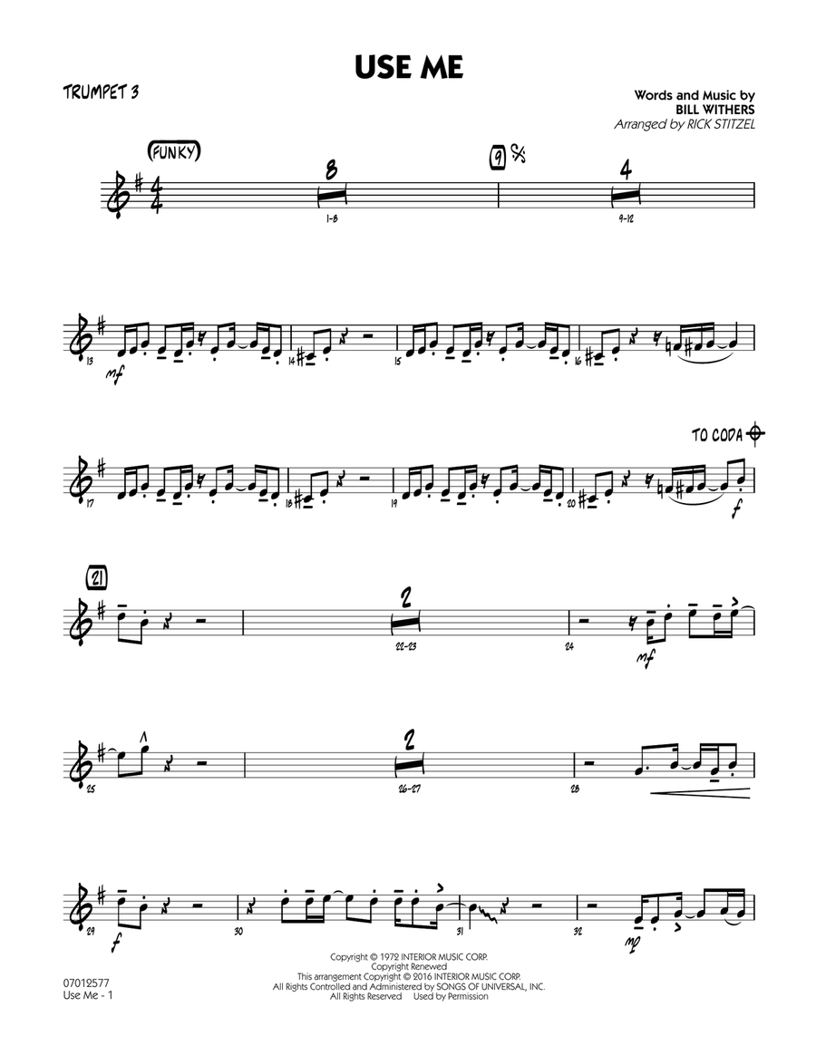 Use Me - Trumpet 3 Jazz Ensemble scores gallery preview page 1