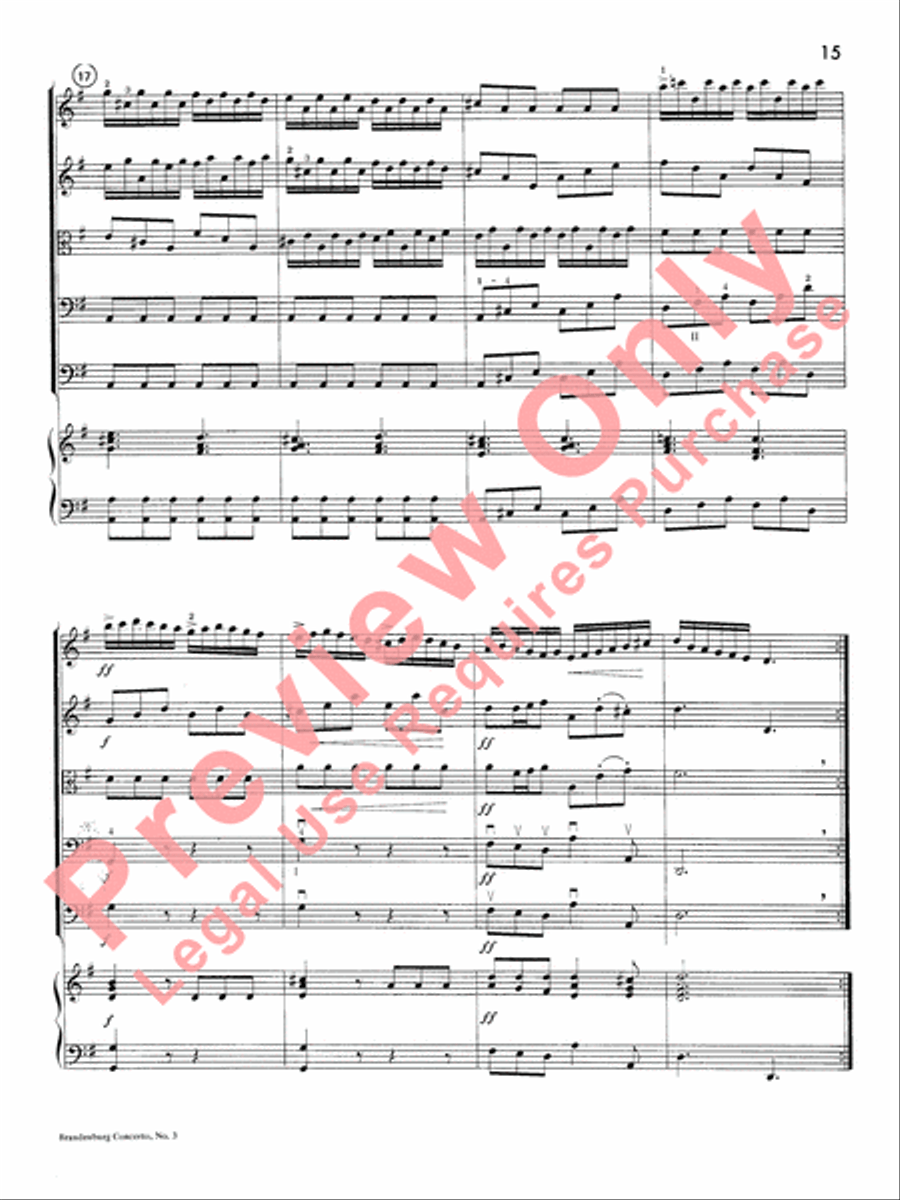 Brandenburg Concerto No. 3 String Orchestra scores gallery preview page 18