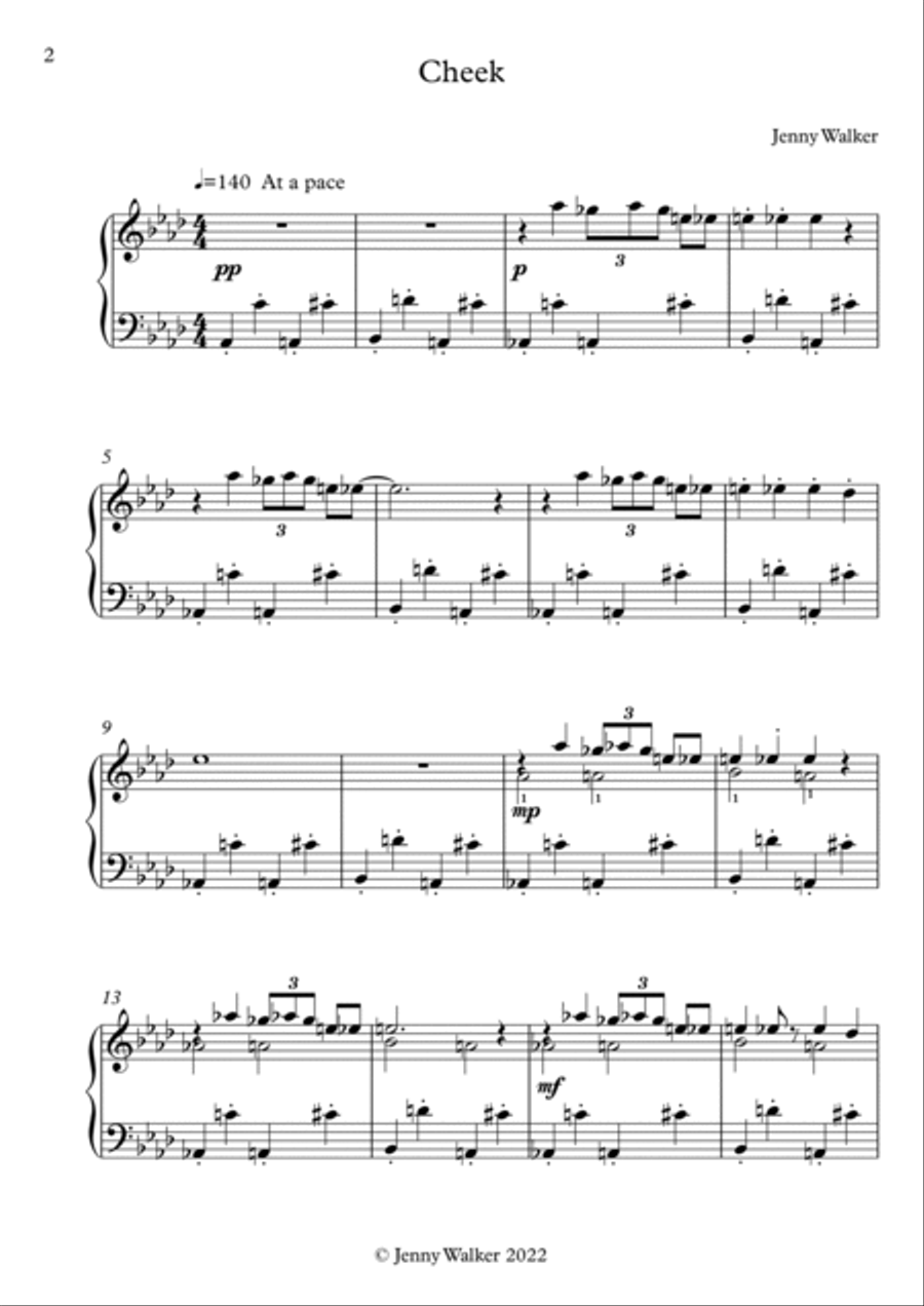 Cheek - piano (Advanced) Cheek - piano (Advanced) Piano Solo scores gallery preview page 2