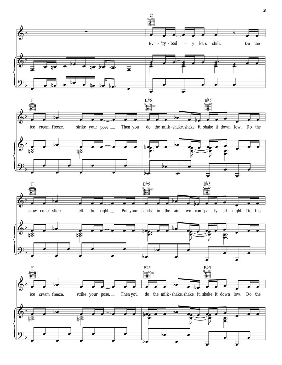 Ice Cream Freeze (Let's Chill) Piano, Vocal, Guitar scores gallery preview page 3