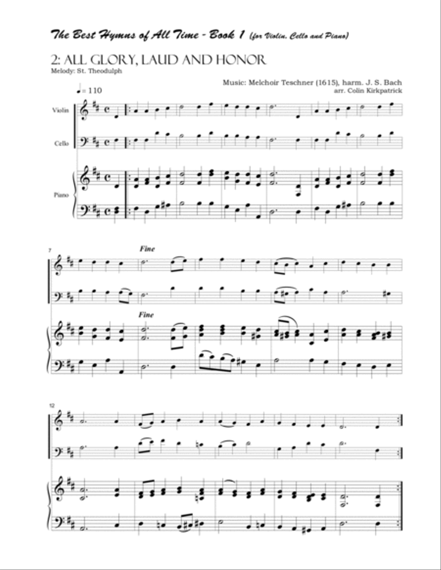 The Best Hymns of All Time (Violin, Cello and Piano) Book 1 Piano Trio scores gallery preview page 4