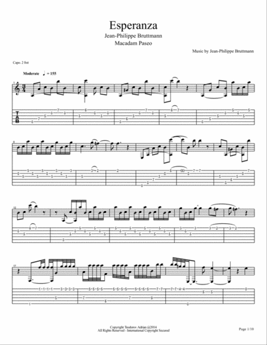 Jean Philippe Bruttmann - Macadam Paseo - 7 - Esperanza Electric Guitar scores gallery preview page 1