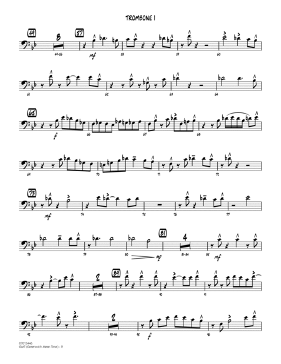 GMT (Greenwich Mean Time) - Trombone 1 Jazz Ensemble scores gallery preview page 2