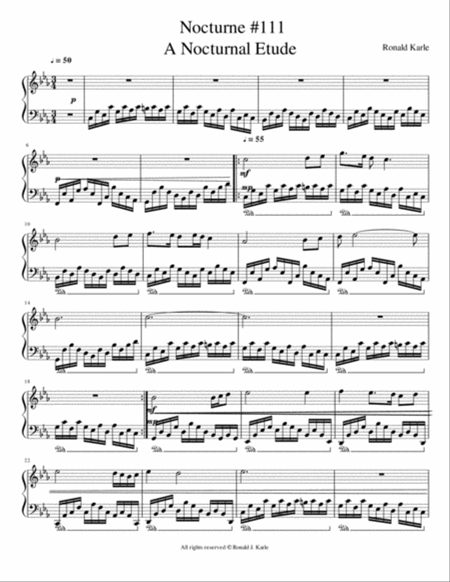 Nocturne #111 by: Ronald J. Karle Piano Solo scores gallery preview page 2