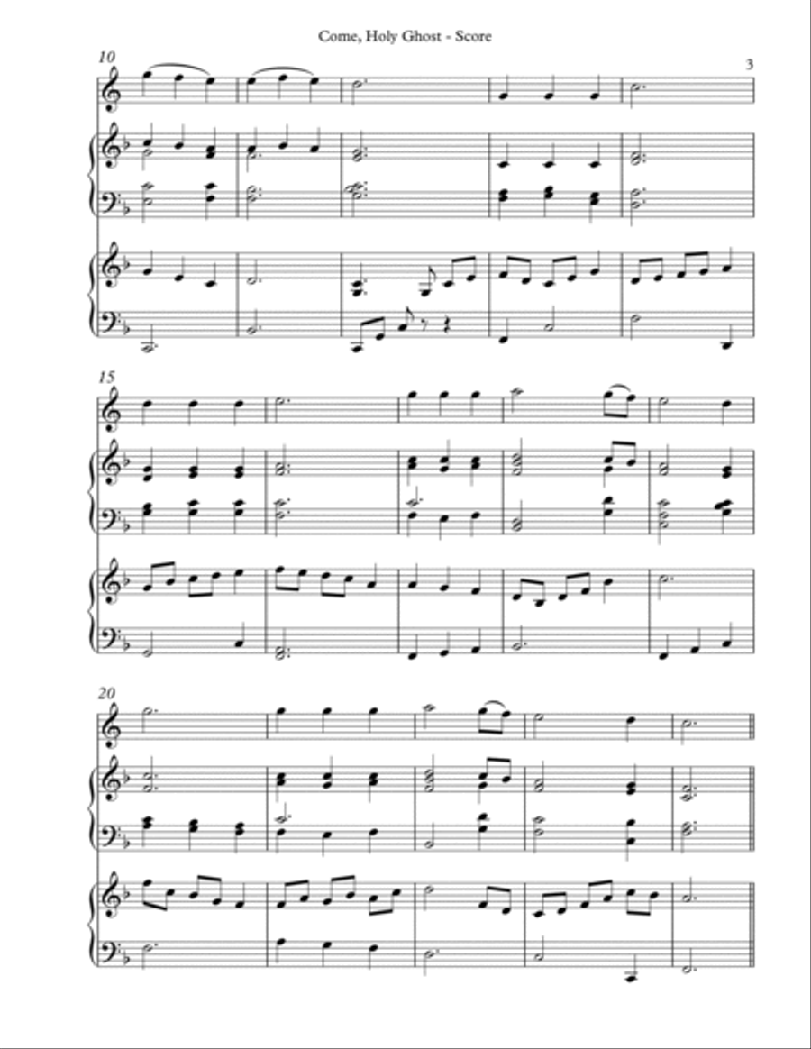 Come, Holy Ghost, Trio for French Horn, Harp, Piano Horn scores gallery preview page 3