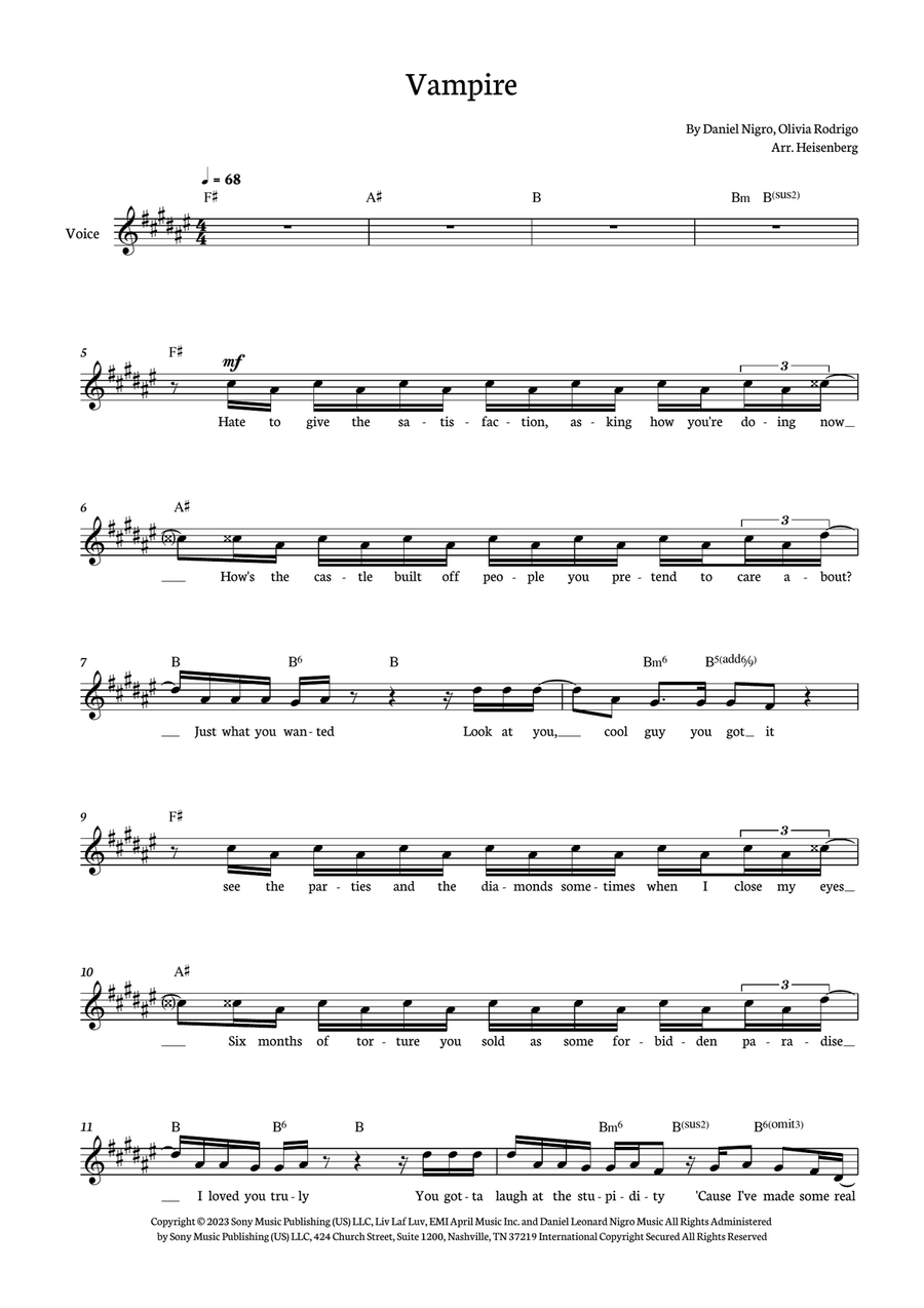 Vampire Acoustic Guitar scores gallery preview page 1