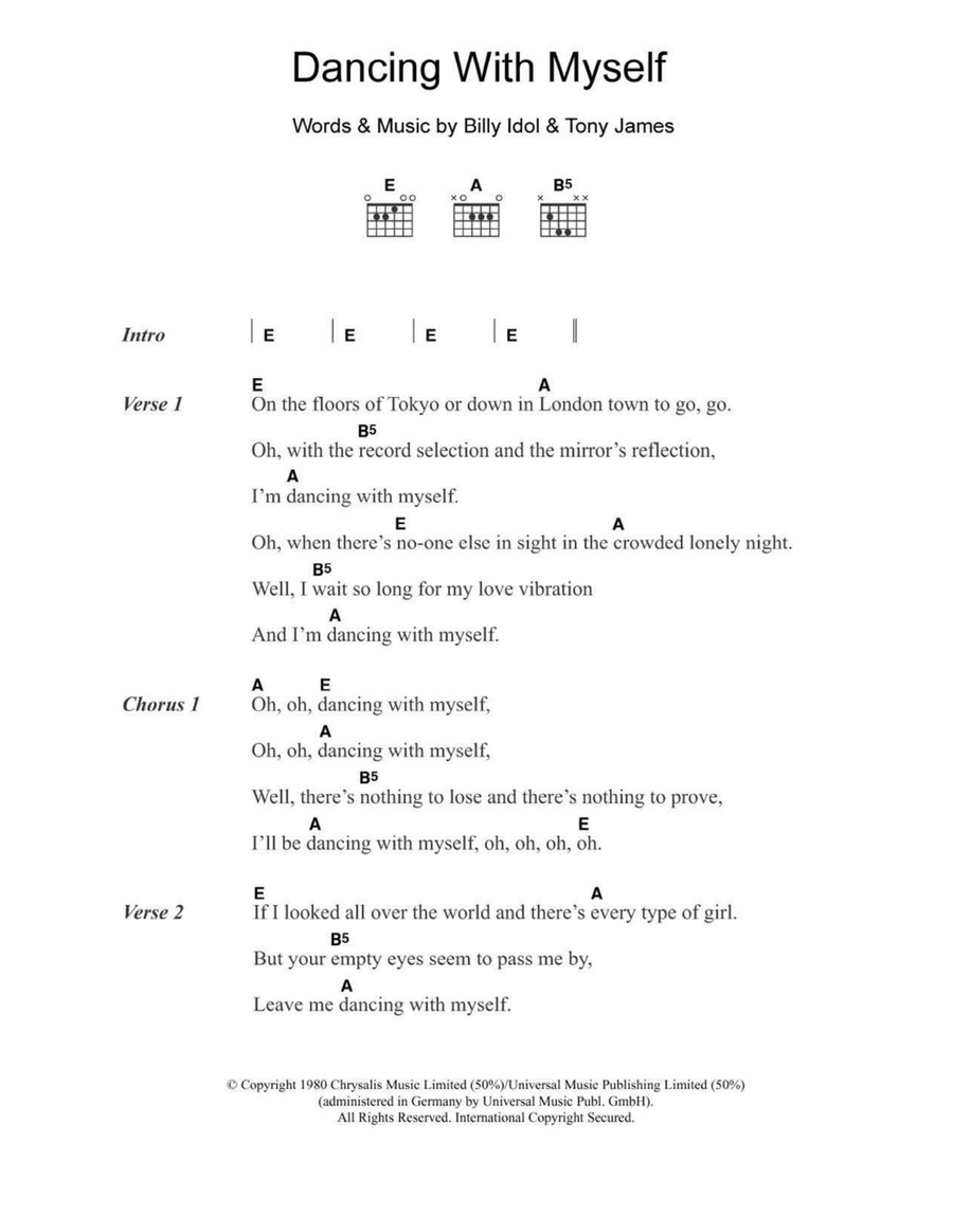 Dancing With Myself Acoustic Guitar scores gallery preview page 1