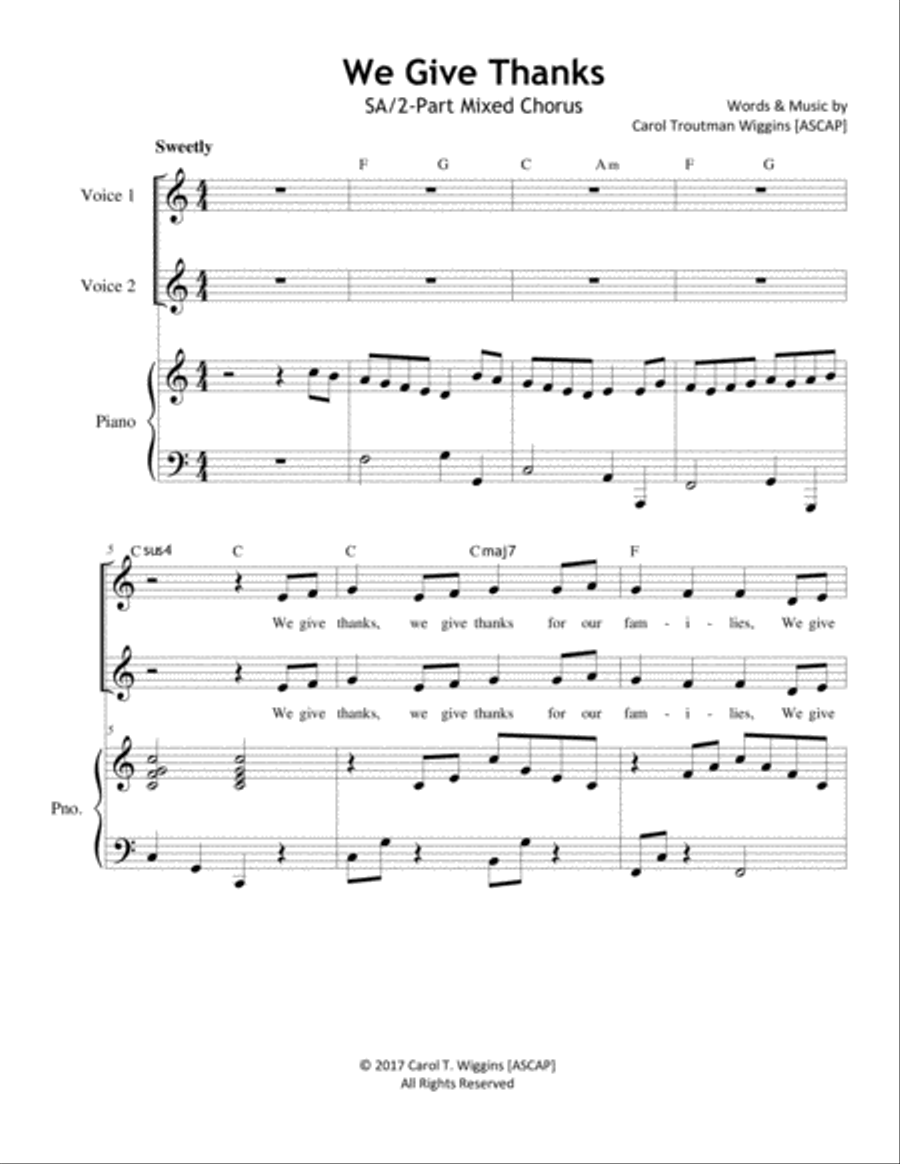 We Give Thanks (SA/2-Part Mixed) SA scores gallery preview page 1