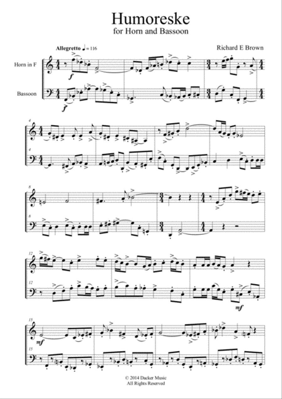 Humoreske for Horn and Bassoon Woodwind Duet scores gallery preview page 2